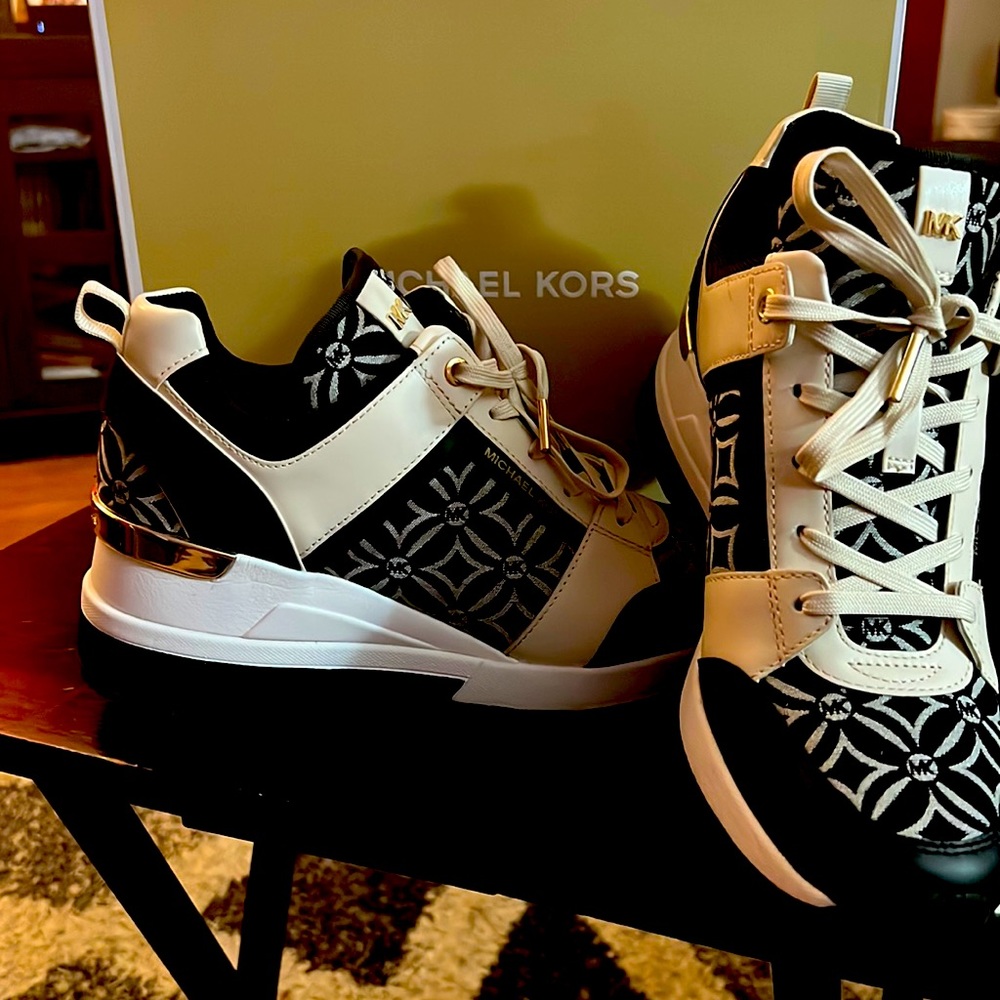 Black and Cream Michael Kors Georgie Trainer Shoe